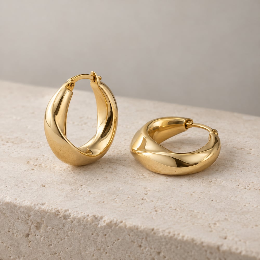 Sculptural earrings, fictional demonstration product